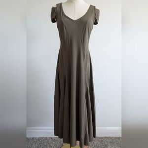Deca Olive Green Cold Shoulder Midi Dress